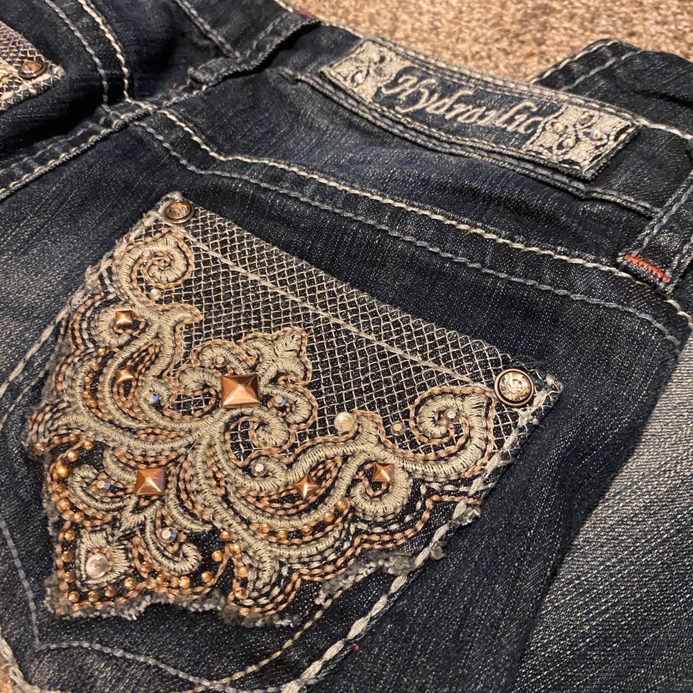 Hydraulic denim Embellished Blue Jeans skinny jeans